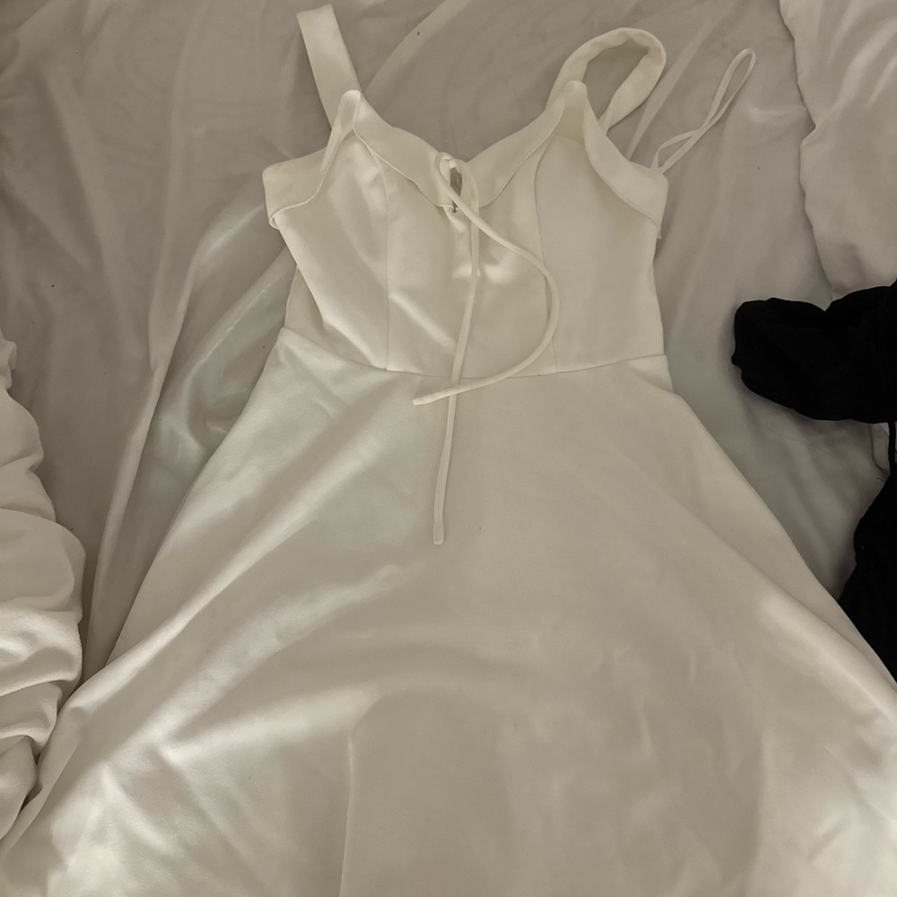 Elegant White Satin Dress